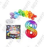 İyiki Doğdun Yazılı Banner 8 Yaş Gökkuşağı Temalı Balon Seti Doğum Günü