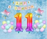 Gökkuşağı Yıldız Folyo Balon Seti 11 Yaş