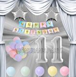 Gümüş Renk Yıldız Folyo Balon Seti 11 Yaş
