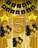 Gold Renk Yıldız Folyo Banner  Balon Seti 5 Yaş