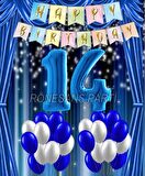 Mavi Renk Yıldız Folyo  Balon Seti 14 Yaş