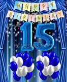 Mavi Renk Yıldız Folyo  Balon Seti 15 Yaş