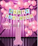 Pembe Renk Yıldız Folyo Balon Seti 1 Yaş