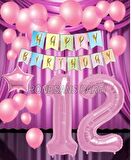 Pembe Renk Yıldız Folyo  Balon Seti 12 Yaş