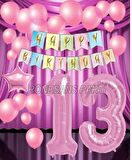 Pembe Renk Yıldız Folyo  Balon Seti 13 Yaş