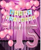 Pembe Renk Yıldız Folyo  Balon Seti 15 Yaş