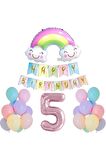 5 Yaş Gülen Gökkuşağı Pembe Rakam Folyo Balon Set