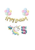 Unicorn Balonlu Kaligrafi Happy Bırthday 5 Yaş Balon Set