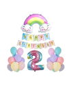 2 Yaş Gülen Gökkuşağı Rakam Folyo Balon Set
