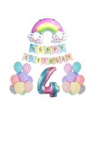 4 Yaş Gülen Gökkuşağı Rakam Folyo Balon Set