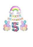 5 Yaş Gülen Gökkuşağı Rakam Folyo Balon Set