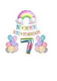 7 Yaş Gülen Gökkuşağı Rakam Folyo Balon Set