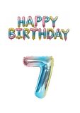 Gökkuşağı Renk  Happy Bırthday ve Rakam Folyo Balon Seti Yaş 7