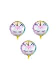 Unicorn Yuvarlak Folyo Balon 3 Adet