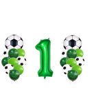 1 Yaş Futbol Temalı Yeşil Rakamlı Balon Seti