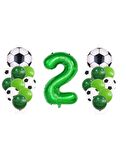 2 Yaş Futbol Temalı Yeşil Rakamlı Balon Seti