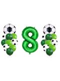 8 Yaş Futbol Temalı Yeşil Rakamlı Balon Seti