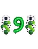 9 Yaş Futbol Temalı Yeşil Rakamlı Balon Seti
