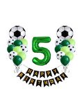 5 Yaş Futbol Temalı Yeşil Rakamlı Happy Bırthday Yazılı Doğum Günü Seti