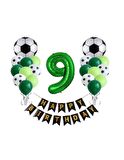 9 Yaş Futbol Temalı Yeşil Rakamlı Happy Bırthday Yazılı Doğum Günü Seti