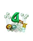 Safari Temalı Yeşil Rakamlı Folyo Balon Seti Yaş 4