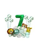 Safari Temalı Yeşil Rakamlı Folyo Balon Seti Yaş 7