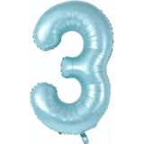 3 Açık Mavi Renk Rakam Folyo Balon 80 cm