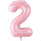 2 Açık Pembe Renk Rakam Folyo Balon 80 cm
