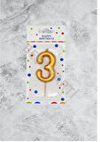 3 Rakamı Gold Renk Duğum Günü Pasta Mumu