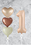 Kum Beji Kalp Rakam Folyo Balon Seti 1 Yaş