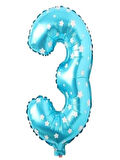 Puanlı Mavi Renk Rakam Folyo Balon 36 cm Yaş 3