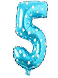 Puanlı Mavi Renk Rakam Folyo Balon 36 cm Yaş 5