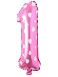 Puanlı Pembe Renk Rakam Folyo Balon 36 cm Yaş 1