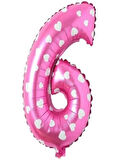 Puanlı Pembe Renk Rakam Folyo Balon 36 cm Yaş 6