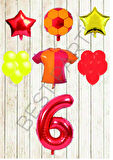 Taraftar Sarı Kırmızı Doğum Günü Balon Seti Yaş-6