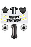 Best Siyah Beyaz Taraftar Folyo Balon ve Eva Banner Seti Yaş 1