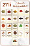 21 Li Renkli Resimli Varak Yaldızlı Suya Dayanıklı Baharat Etiketi Sticker