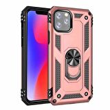 Apple iPhone 11 Pro Max Uyumlu Kılıf Standlı Manyetik Yüzüklü Military Ring TPU Cover