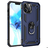 Apple iPhone 12 Pro Uyumlu Kılıf Standlı Manyetik Yüzüklü Military Ring TPU Cover