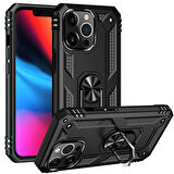 Apple iPhone 13 Pro Max Uyumlu Kılıf Standlı Manyetik Yüzüklü Military Ring TPU Cover