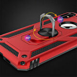 Apple iPhone X Uyumlu Kılıf Standlı Manyetik Yüzüklü Military Ring TPU Cover