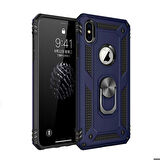 Apple iPhone XS Max 6.5 Uyumlu Kılıf Standlı Manyetik Yüzüklü Military Ring TPU Cover