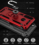 Huawei P30 Lite Uyumlu Kılıf Standlı Manyetik Yüzüklü Military Ring TPU Cover