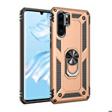 Huawei P30 Pro Uyumlu Kılıf Standlı Manyetik Yüzüklü Military Ring TPU Cover