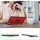 Oppo A92 Uyumlu Kılıf Standlı Manyetik Yüzüklü Military Ring TPU Cover