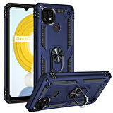 Realme C21 Uyumlu Kılıf Standlı Manyetik Yüzüklü Military Ring TPU Cover