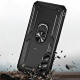 Samsung Galaxy A05S Uyumlu Kılıf Standlı Manyetik Yüzüklü Military Ring TPU Cover