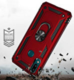 Samsung Galaxy A10S Uyumlu Kılıf Standlı Manyetik Yüzüklü Military Ring TPU Cover