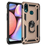 Samsung Galaxy A10S Uyumlu Kılıf Standlı Manyetik Yüzüklü Military Ring TPU Cover