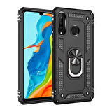 Samsung Galaxy A20S Uyumlu Kılıf Standlı Manyetik Yüzüklü Military Ring TPU Cover